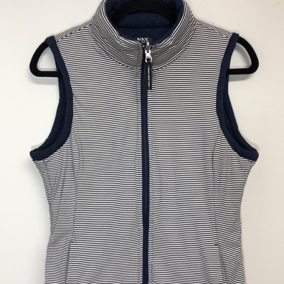 Marc New York Reversible Quilted Vest Navy Striped Small - Picture 2 of 6